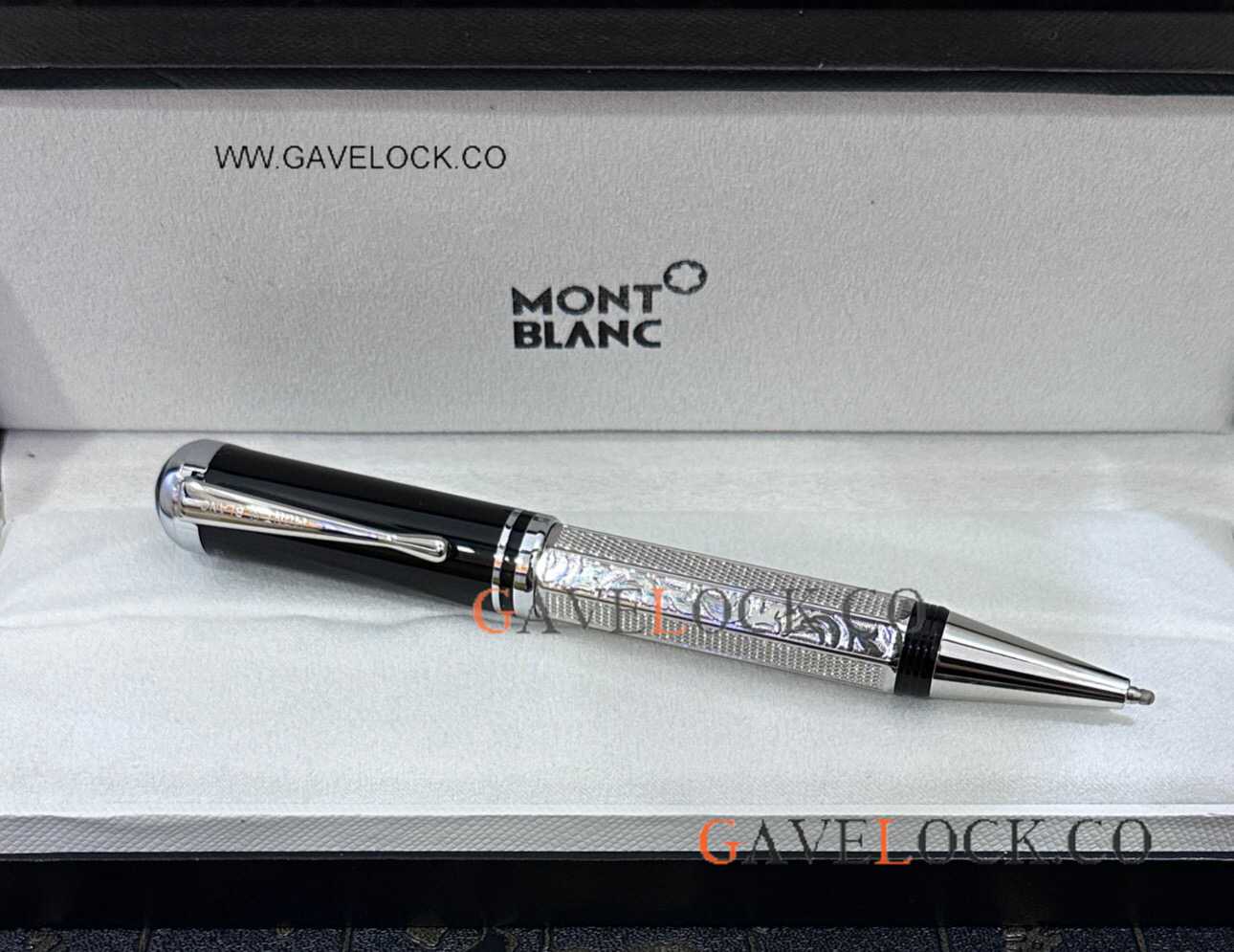 Faux Montblanc Marcel Proust Writers Edition Ballpoint Silver-Black